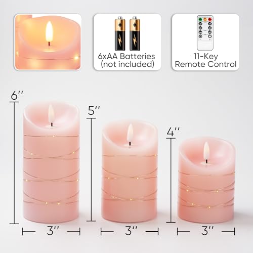 Flameless Candles with String Lights (3 Count)