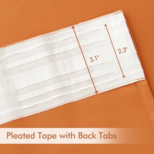 Fall Orange Back Tab Blackout Curtains 52x84 Inch Length 2 Panel Set (2 Count)