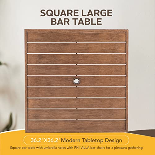 36" x 36" x 36.4"H Square Iron Bar Height Patio Table for 4