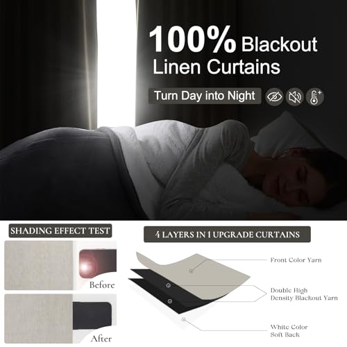 Curtains 60 Inch Length Wide Pinch Pleated Blackout Curtain for Sliding Glass Door