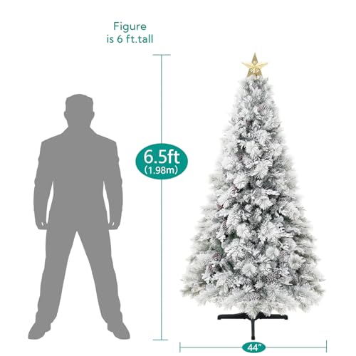Darla 6.5ft Snow Flocked Rotating Christmas Tree with Star Projector