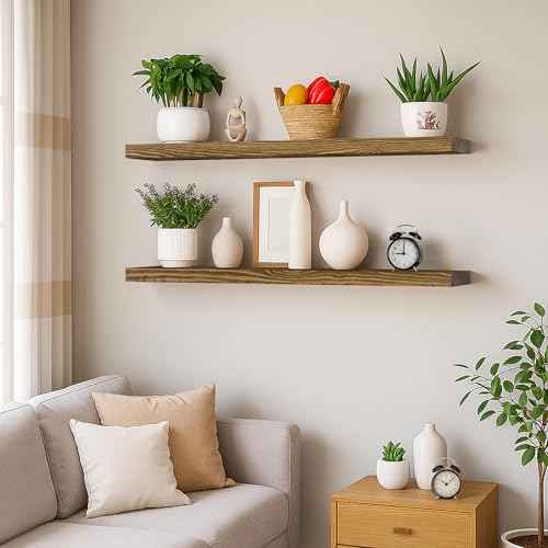 Wood Floating Shelves for Wall 60 inch Set of 2