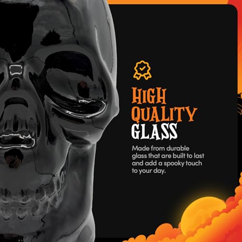 Set of 2 Skull Mason Jar Glasses with Lids (4 Count)