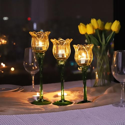 Yellow Tulips Candle Holders Set of 3 (3 Count)