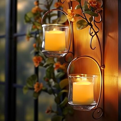 Outdoor Battery Operated Flameless Candles with Timer D3”xH3” White 2 PCS (2 Count)