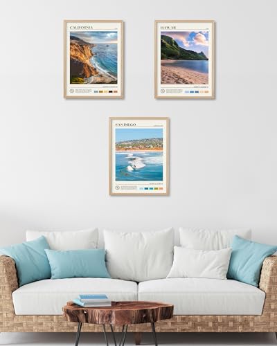 Natural OAK Wood Hawaii Framed Wall Art