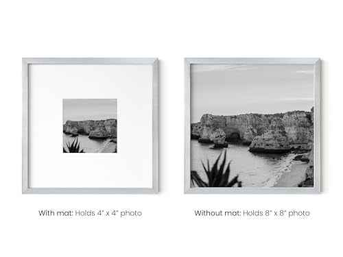 8x8 Silver Metal Picture Frames Matted to 4x4
