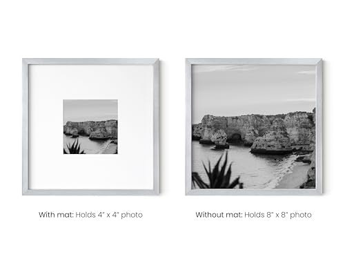 8x8 Silver Metal Picture Frame Matted to 4x4