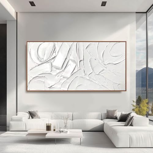White Wall Art For Living Room Extra Large Wall Decor Abstract Paintings Modern Artwork Pictures Arts 36"x70"