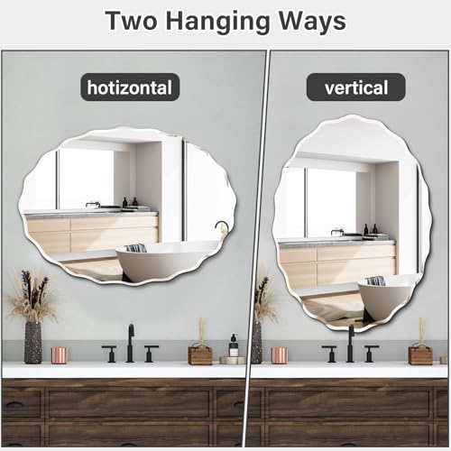 28.4x40 Inch Frameless Oval Wall Mirror for Bathroom Sink