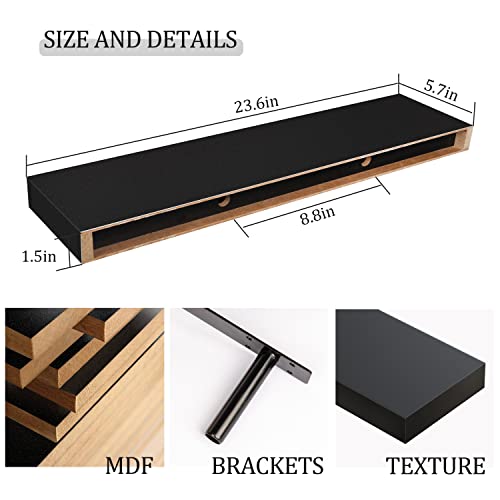 Floating Wall Shelves 24 x 6 Inch (2 Count)