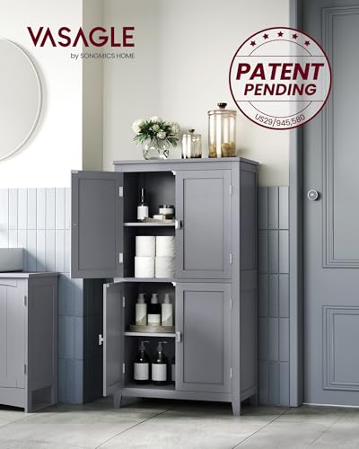 Bathroom Floor Storage Cabinet with 4 Doors