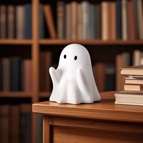 Halloween Ghost Figurine Cute Halloween Desktop Tray Decorations Desk Funny Spooky Resin Statue for Holiday Living Room Office Centerpiece Tabletop Sculpture Decorations