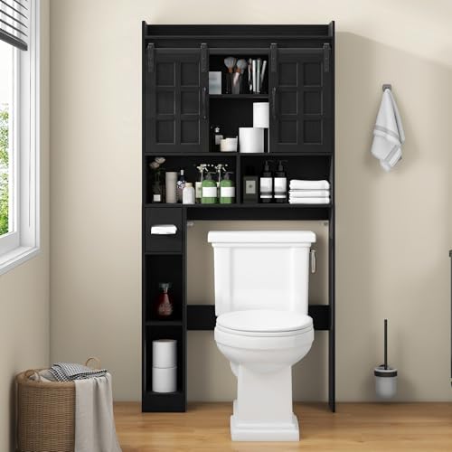 Over The Toilet Storage Cabinet with Sliding Doors