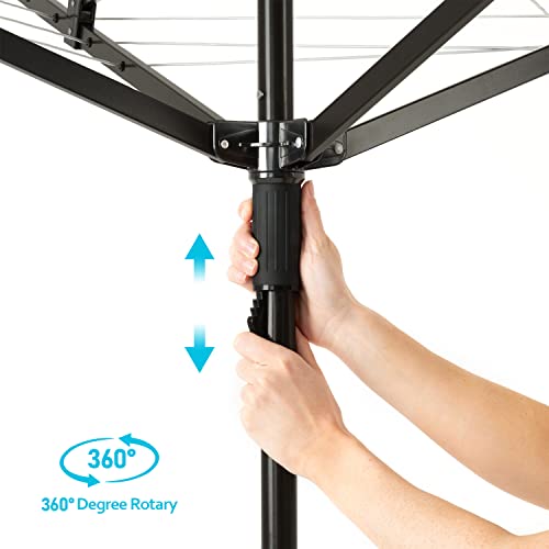 Rotary Outdoor Umbrella Drying Rack Adjustable Height Clothesline w