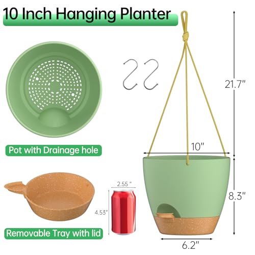 10 Inch Hanging Planters for Indoor Outdoor Plants (2 Count)