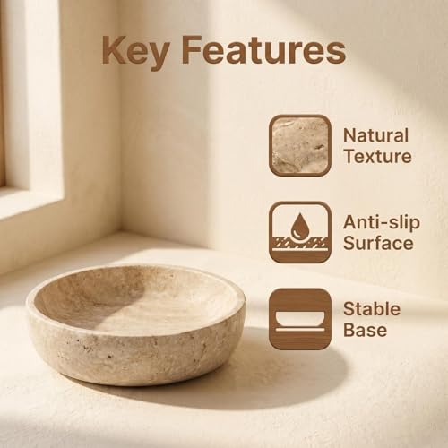 Natural Travertine Decorative Bowl 7.8"