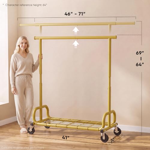 Clothes Rack 450LBS Adjustable Garment Rack with Wheels