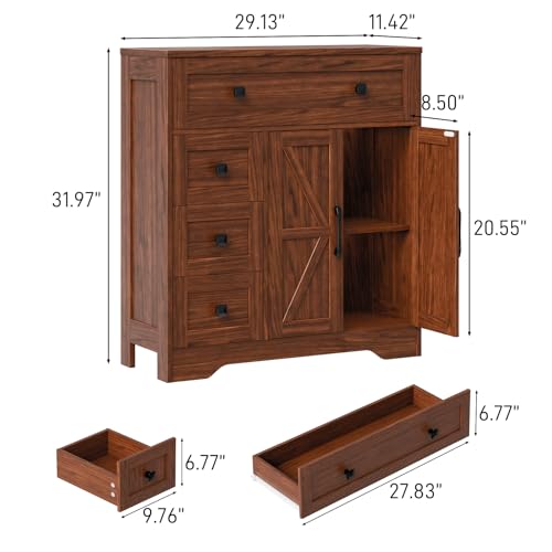 Farmhouse Storage Cabinet with 2 Doors and 4 Drawers