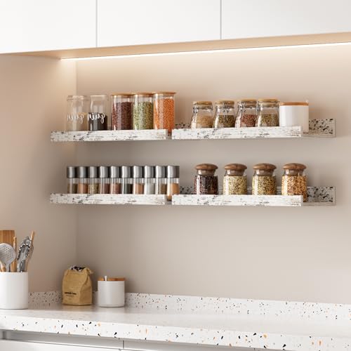 Floating Shelves for Wall Decor Storage Rustic White (6 Count)