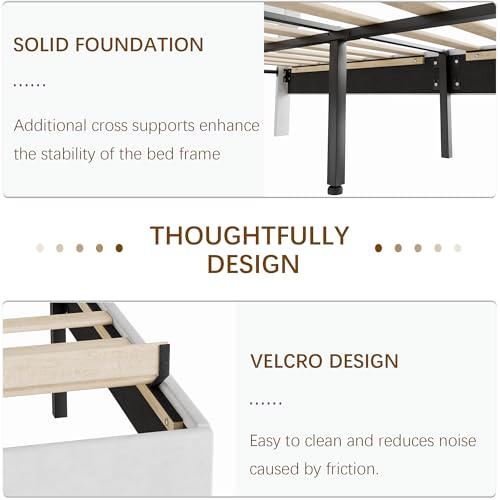 Full Size Bed Frame with Diamond Tufted Headboard