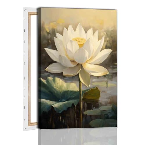 Lotus Flower Poster Lotus Watercolor Painting Abstract Lotus Wall Art Summer Flower Picture 16x24inch framed