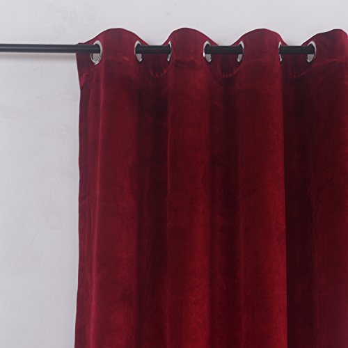 Set of 2 Classic Blackout Velvet Curtains Panels Home Theater Grommet Drapes Eyelet 52Wx63L (2 Count)