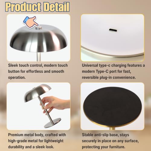 Cordless LED Mushroom Table Lamp