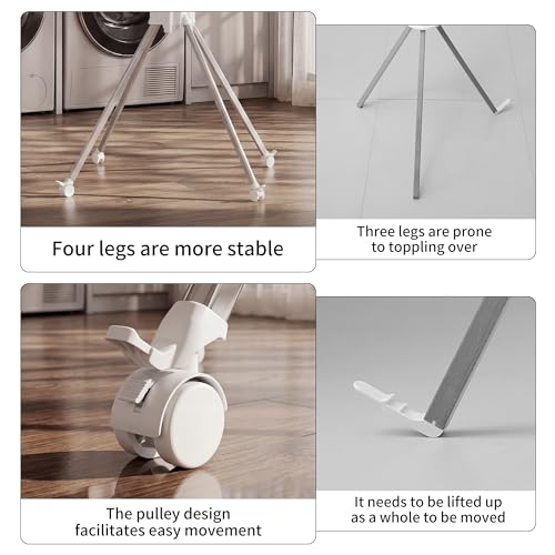 Foldable Clothes Drying Rack Aluminum 4 Legs 16 Rods Double Layer