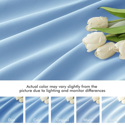 Sky Blue Back Tab Blackout Curtains 52x63 Inches Long 2 Panels Set (2 Count)