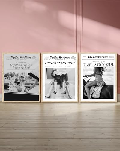 12x16in Cowgirls Go Coastal Framed Newspaper Wall Art
