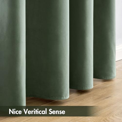 Sage Green Blackout Velvet Curtains Drapes 90 Inch Long 52"x90" (2 Count)