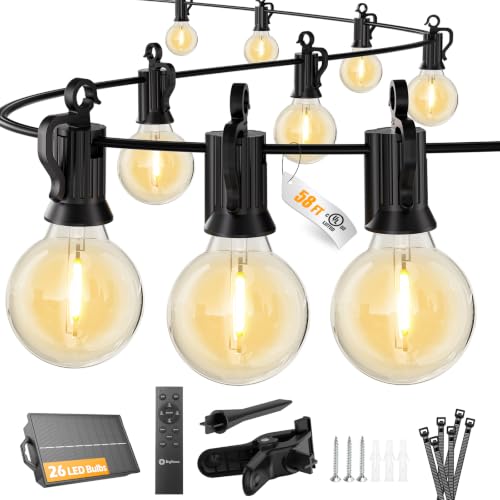 58FT 26LED Solar String Lights Outdoor with Remote & USB Port (58 Foot)