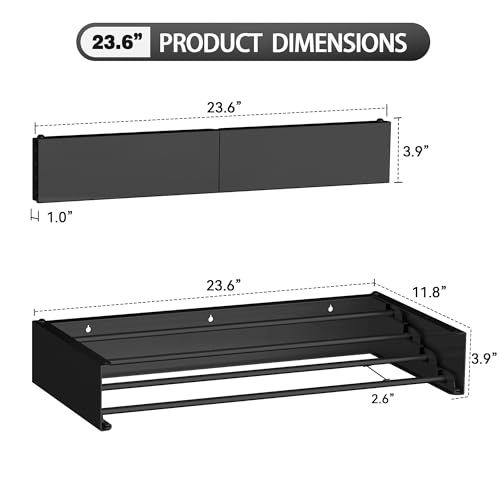 Laundry Drying Rack Wall Mounted Clothes Drying Rack Black