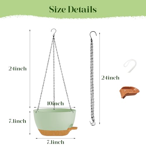 2 Pack 10 Inch Self Watering Hanging Planters for Indoor Plants