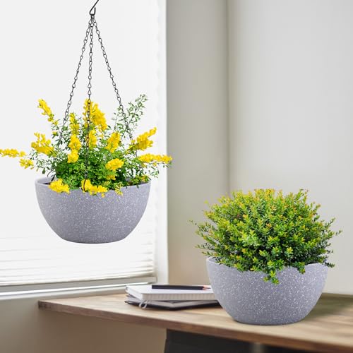 12 inch Large Hanging Planters for Indoor Outdoor Plants (2 Count)