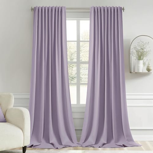 Lilac Back Tab Blackout Curtains 52x96 Inch Long 2 Panels Set (2 Count)