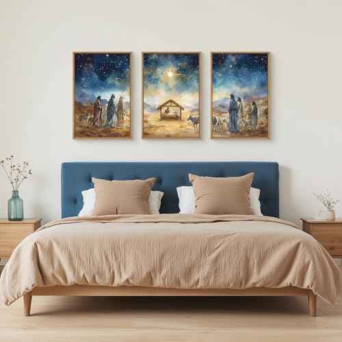 Large Bible Christian Religious Framed Canvas Wall Art Set