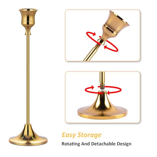 Metal Candle Holders for Candlesticks Taper Candlestick Holders Set Vintage Decorative Centerpiece Candelabra Tall Candle Stands (12 Count)