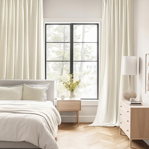 Beige White Back Tab Blackout Curtains 52x120 Inch Long 2 Panels Set (2 Count)