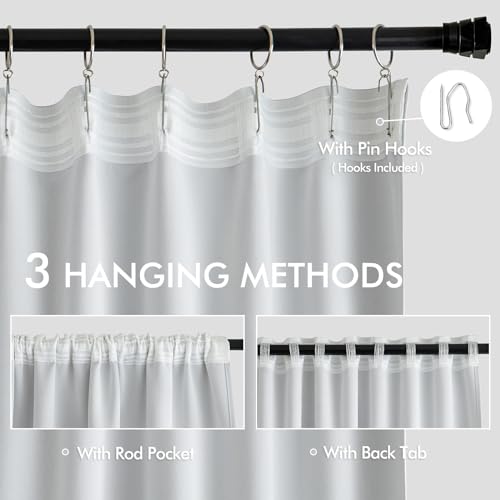 Greyish White Back Tab Blackout Curtains 52x72 Inches Long 2 Panels (2 Count)
