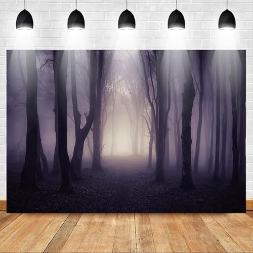 Halloween Photo Backdrop Misty Woods Dark Gloomy Forest Witch Wizard Party Background Halloween Night Ghost Photography Backdrops