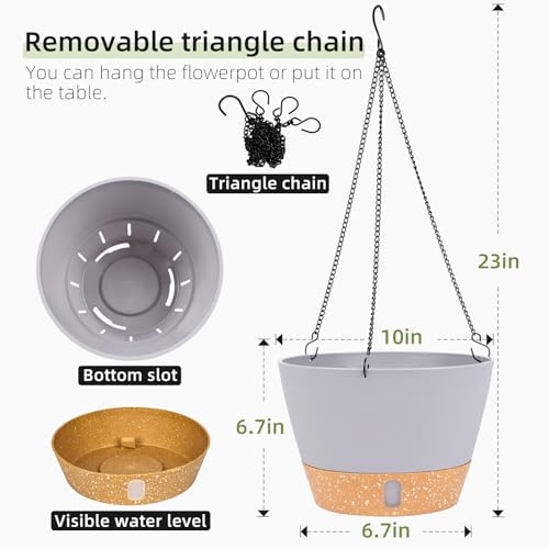 2 Pack 10 Inch Hanging Planters for Indoor Outdoor Plants (2 Count)