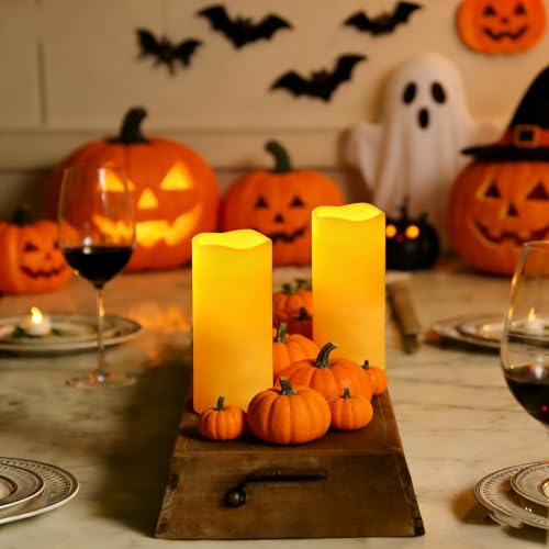 Outdoor Battery Operated Flameless LED Candles with Timer D3”xH7” 2 PCS (2 Count)