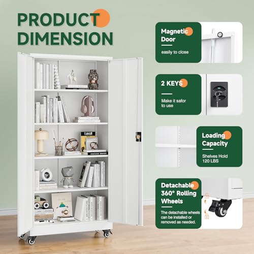 Metal Garage Storage Cabinets with Lock Door and Adjustable Shelves