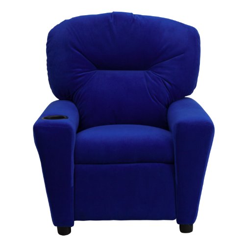 Chandler Microfiber Kids Recliner with Cup Holder and Safety Recline