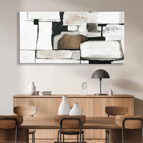 Large Abstract Wall Art For Living Room Decor Grunge Room Decor Art Canvas Art Wall Decor 29" X 58" Painting Brown Grey Wall Art Line Art For Bedroom Home Office Dining Room Artwork