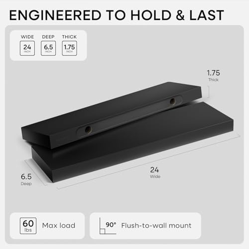 24 Inch Floating Shelves (3 Count)