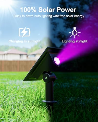 6 Pack Color Changing Solar Power Spot Lights for Halloween Decorations LED (6 Count)