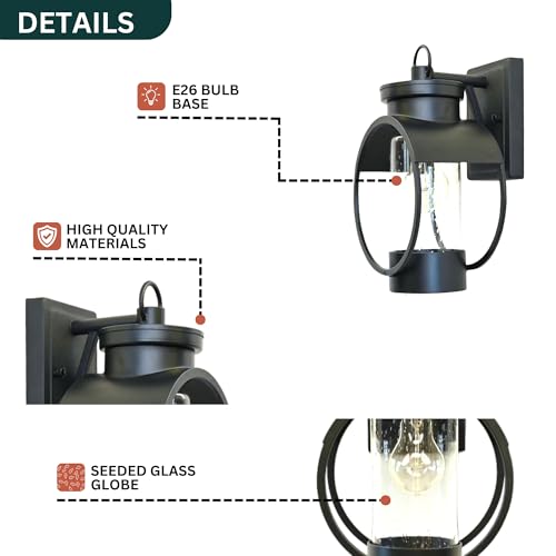 Black Outdoor Weatherproof Wall Sconce Light Fixture
